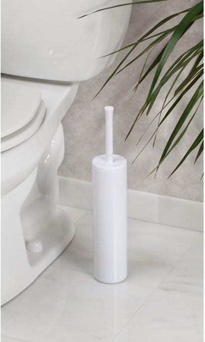 iDesign Compact Toilet Brush and Holder, White | For Bathroom