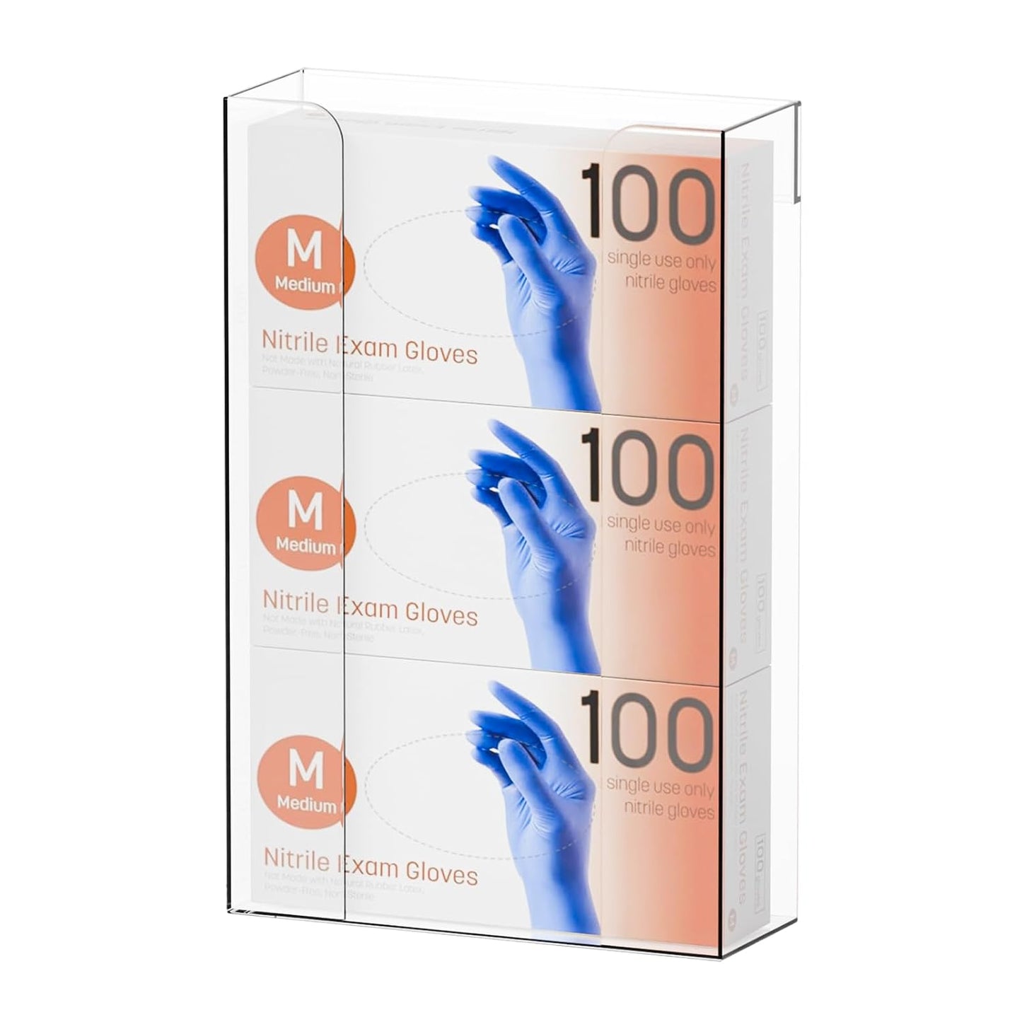 Yieach Acrylic Glove Box Holder Wall Mount With Adhesive,No Drilling Disposable Medical Rubber Glove Holder on Wall & Hanging Hospital Hair Net,Mask,Latex Gloves Dispenser,Gloves Rack & Storage,Clear