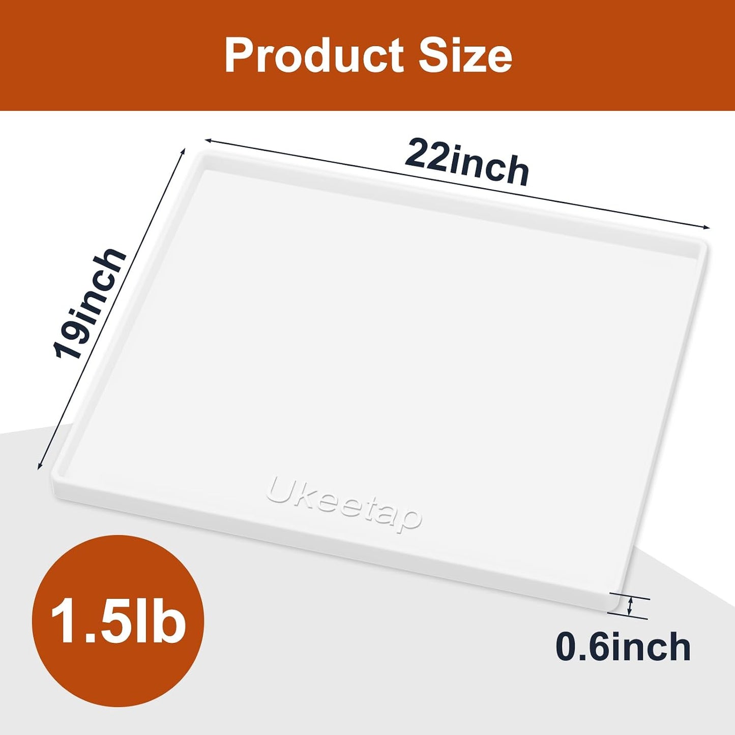 ukeetap Extra Thick Silicone Mat Waterproof with Raised Edge 19” x 12”, BPA Free Non-Slip Dog & Cat Food Mat, Feeding Mat for Food and Water Bowls, Spill Proof Mat to Protect Floors, Black