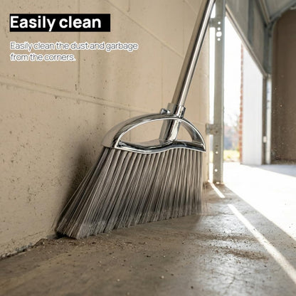 Outdoor Stiff Bristles Angle Broom Heavy Duty Sweeping Patio Broom with Long Handle for Garage Garden Commercial and Industrial