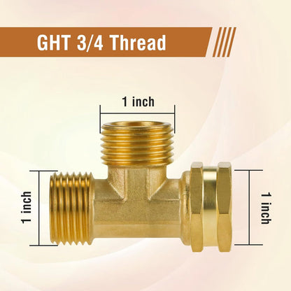 GHT 3/4 Hose Splitter 2 Way, Brass Hose Y for Outdoor Spigot | for garden hoses, sprinklers, drip irrigation and patios, good sealing performance, sturdy, leakproof, full flow port
