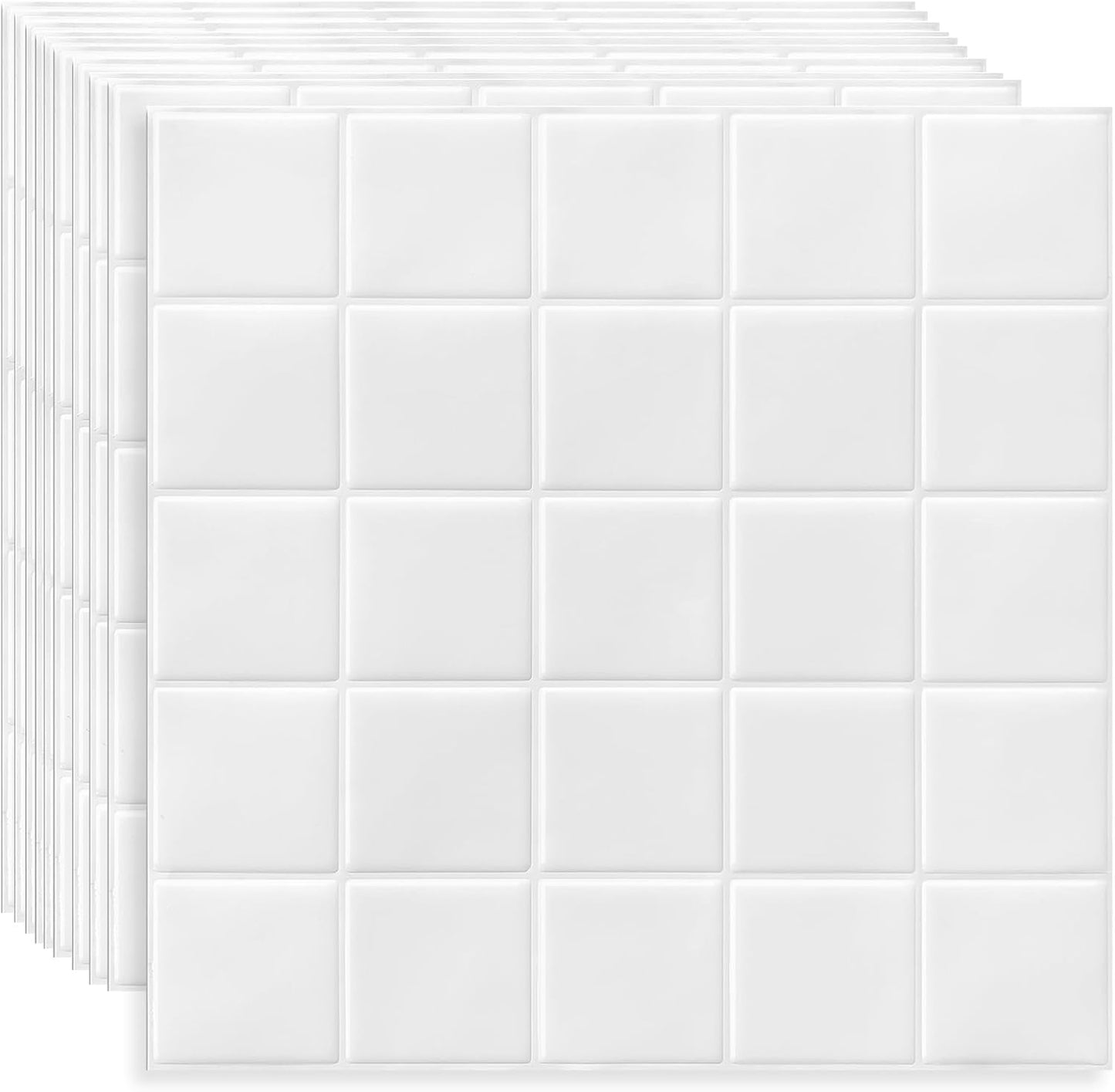 DEWOO Colorful Peel and Stick Backsplash Tiles Kitchen Bathroom Square Self Adhesive Wall Tile Checkered Stickers,Multicolor (10-Sheet, 12"×12")