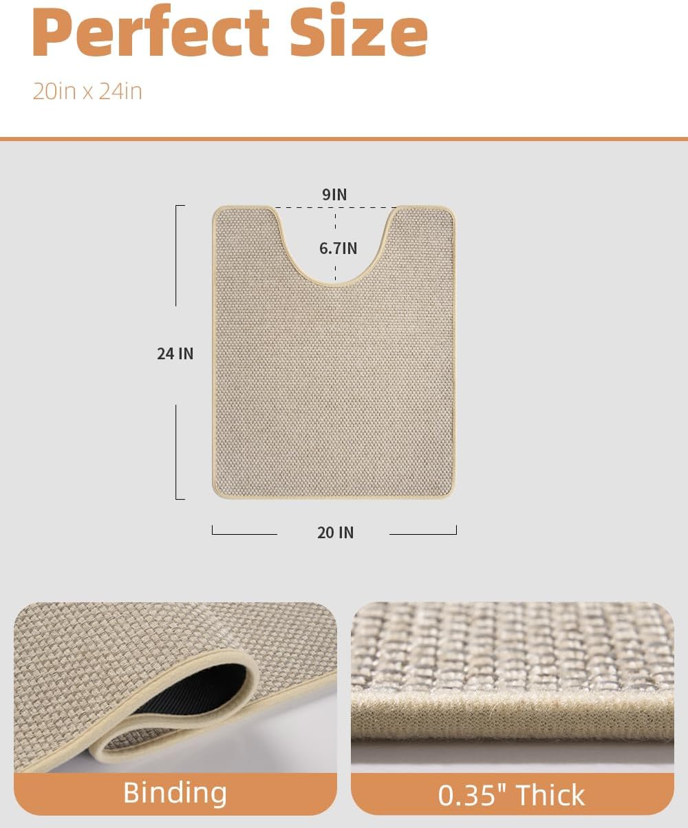 PADOOR Non-Slip Bath Mat With Rubber-Backing, Braided Absorbent Machine Washable Thin Rug for Bathroom Floor, Quick Dry, Fits Under Door, 17''x24'' Beige