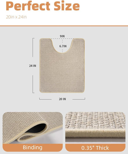 PADOOR Non-Slip Bath Mat With Rubber-Backing, Braided Absorbent Machine Washable Thin Rug for Bathroom Floor, Quick Dry, Fits Under Door, 17''x24'' Beige