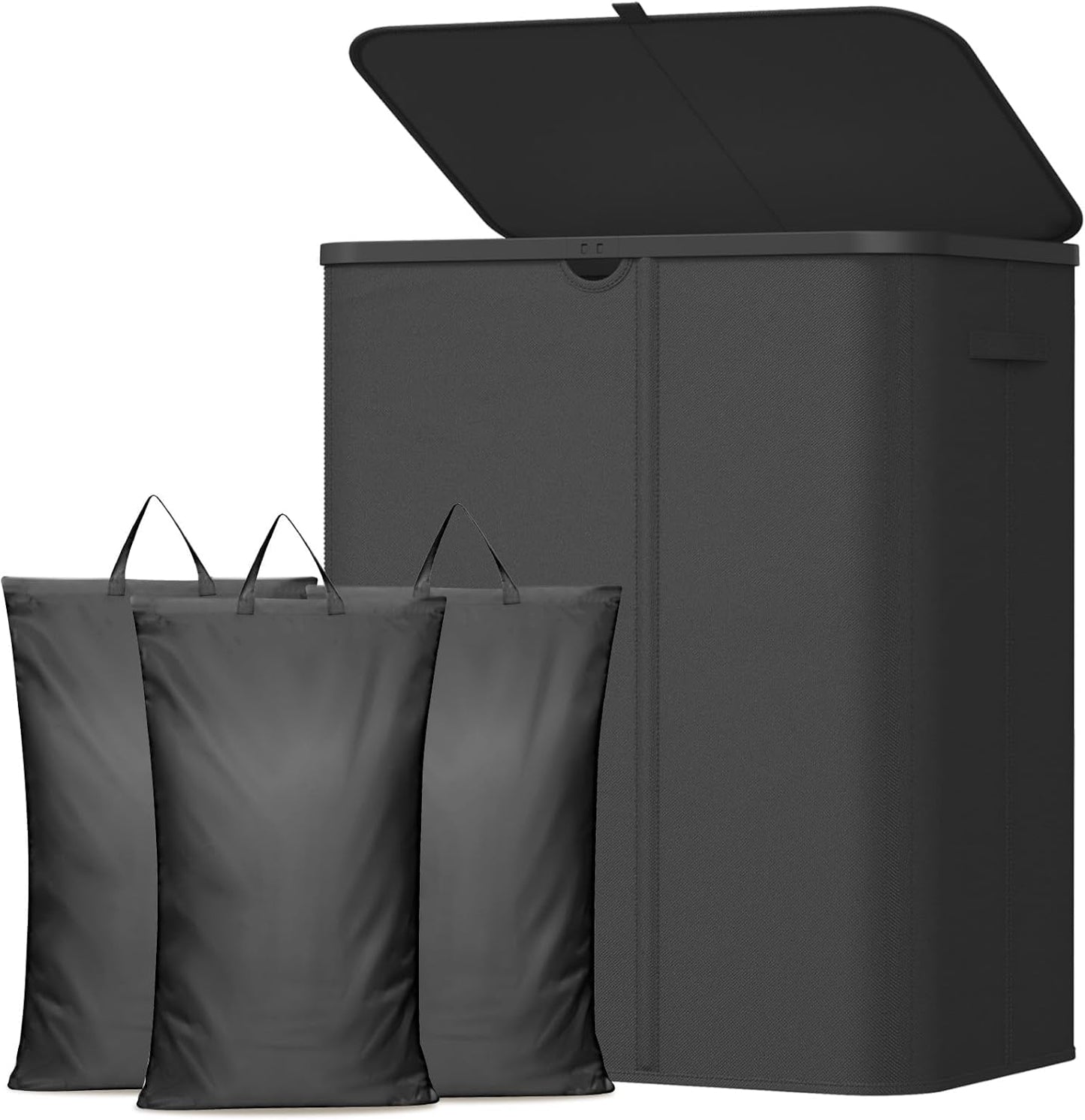 Lifewit 185L 3 Section Laundry Hamper with Lid, Large Laundry Basket with Handles and Removable Bags, Tall Clothes Hamper, Foldable Laundry Sorter for Bedroom Bathroom, Beige