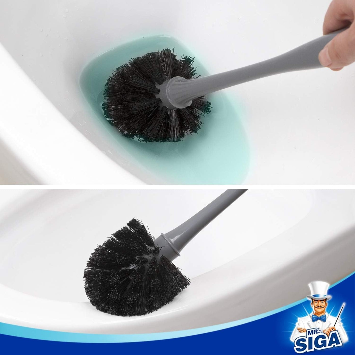 MR.SIGA Toilet Plunger and Bowl Brush Combo for Bathroom Cleaning, Black, 2 Sets
