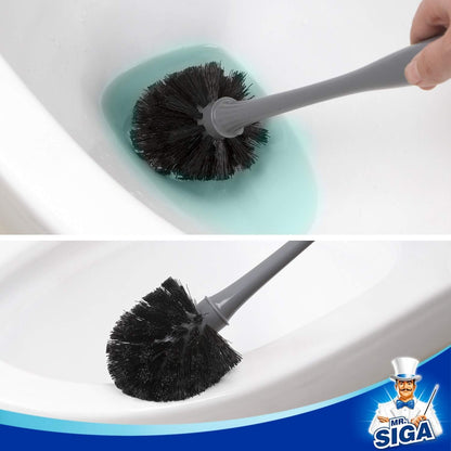 MR.SIGA Toilet Plunger and Bowl Brush Combo for Bathroom Cleaning, Black, 2 Sets