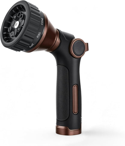RESTMO Water Hose Nozzle Heavy Duty, Adjustable Hose Sprayer Thumb Control | Premium Zinc Alloy, 8 Adjustable Spray Patterns, Flow Control, TPR Rubberized, Ideal for Plants & Lawns, Cars & Pets, Black