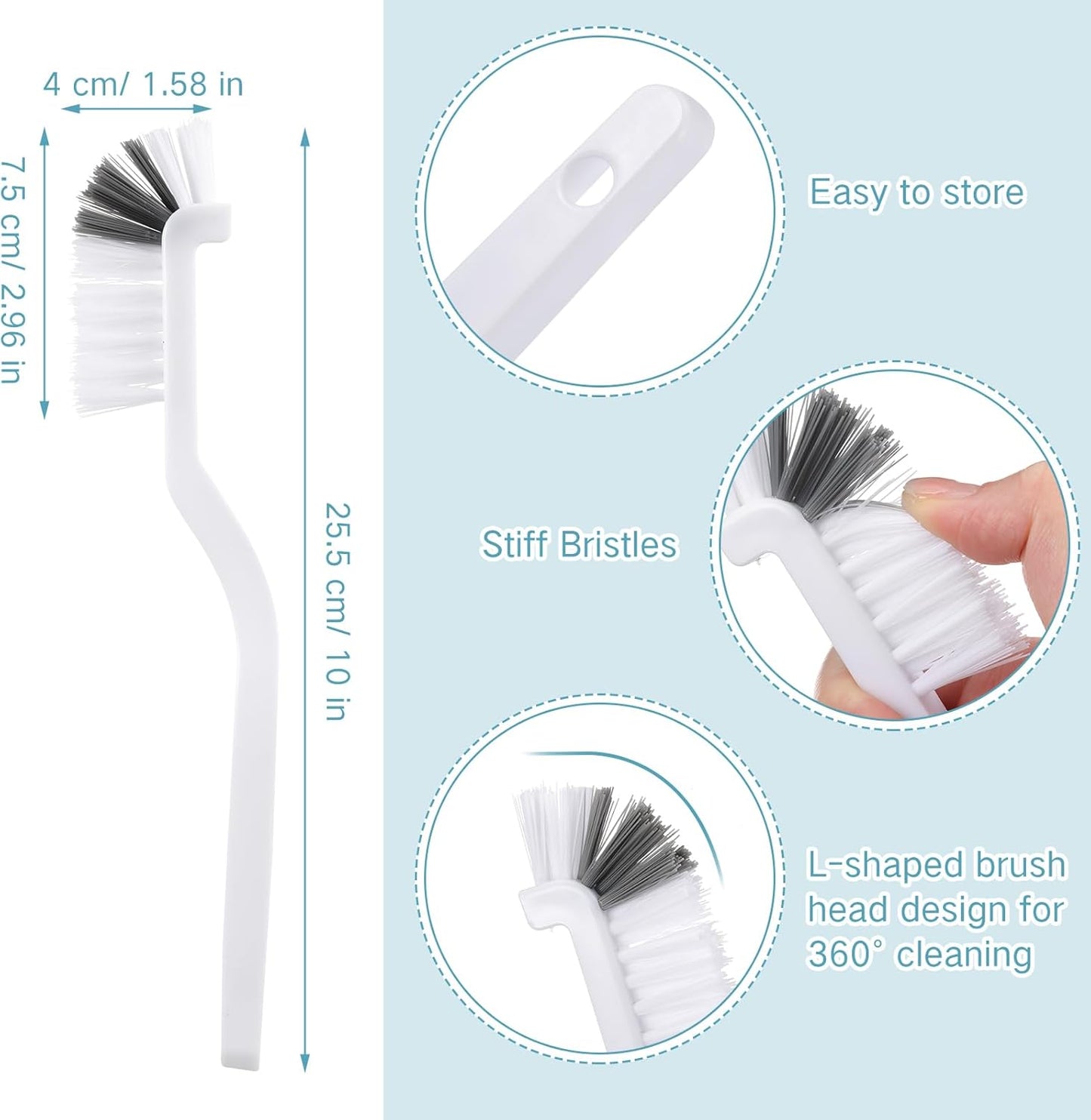 3 Pcs Dish Brush Right Angle Kitchen Scrub Bottle Bathroom Brush Sink Household Pot Pan Edge Corners Tile Lines Cleaning with Stiff Bristles