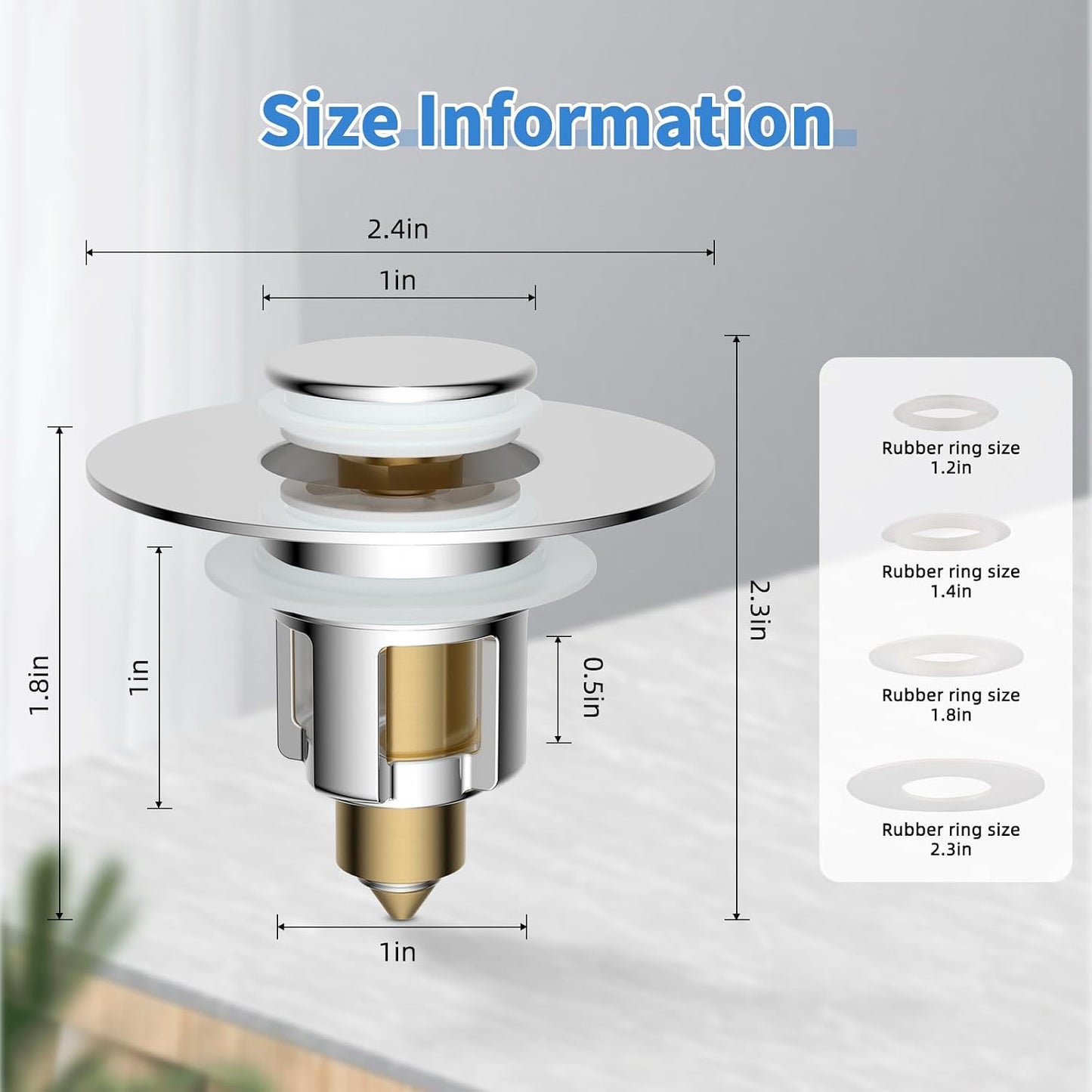 iFealClear Metal Universal Bathroom Sink Stopper, Upgraded Stainless Steel Sink Drain Strainer for 1.1''~2.36" Basin Pop Up Drain Strainer, Anti-Clogging Filter Basket, Brushed Nickel