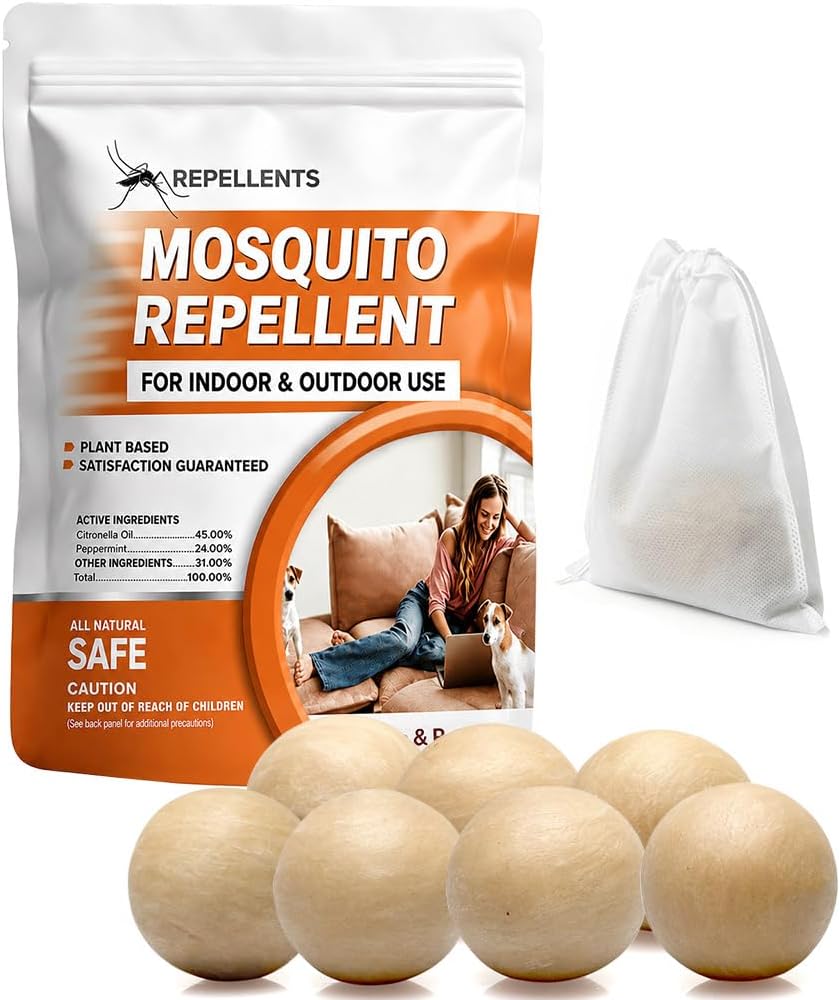 SCFKAOF Mosquito Repellent Outdoor Patio, Mosquito Deterrent for Yard, Indoor Mosquito Repellent Balls, Mosquito Repeller for Patio, Keep Mosquito Away, Covers 120 Sq. Ft, 60 Days Protection-5 Packs