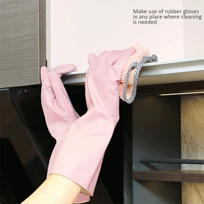 Alimat PluS 3 Pack Reusable Cleaning Gloves Latex Free, Dishwashing Gloves with Cotton Flock Liner and Embossed Palm, Waterproof Household Gloves for Laundry, Gardening (Medium)