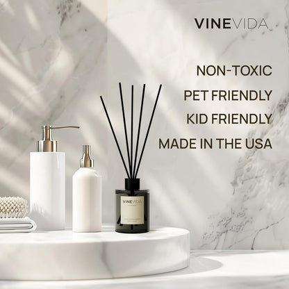 VINEVIDA | White Tea & Sage | Reed Diffuser for Home & Bathroom | Long-Lasting Scent Sticks Set | Oil Stick Diffuser | Bathroom Scent