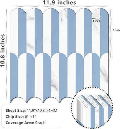 Vamos Peel and Stick Backsplash Seamless Tile for Kitchen and Bathroom,White and Beige Slate PVC Mixed Light Gold Self Adhesive Fish Scale Metal Mosaic Tiles (10 Sheets)