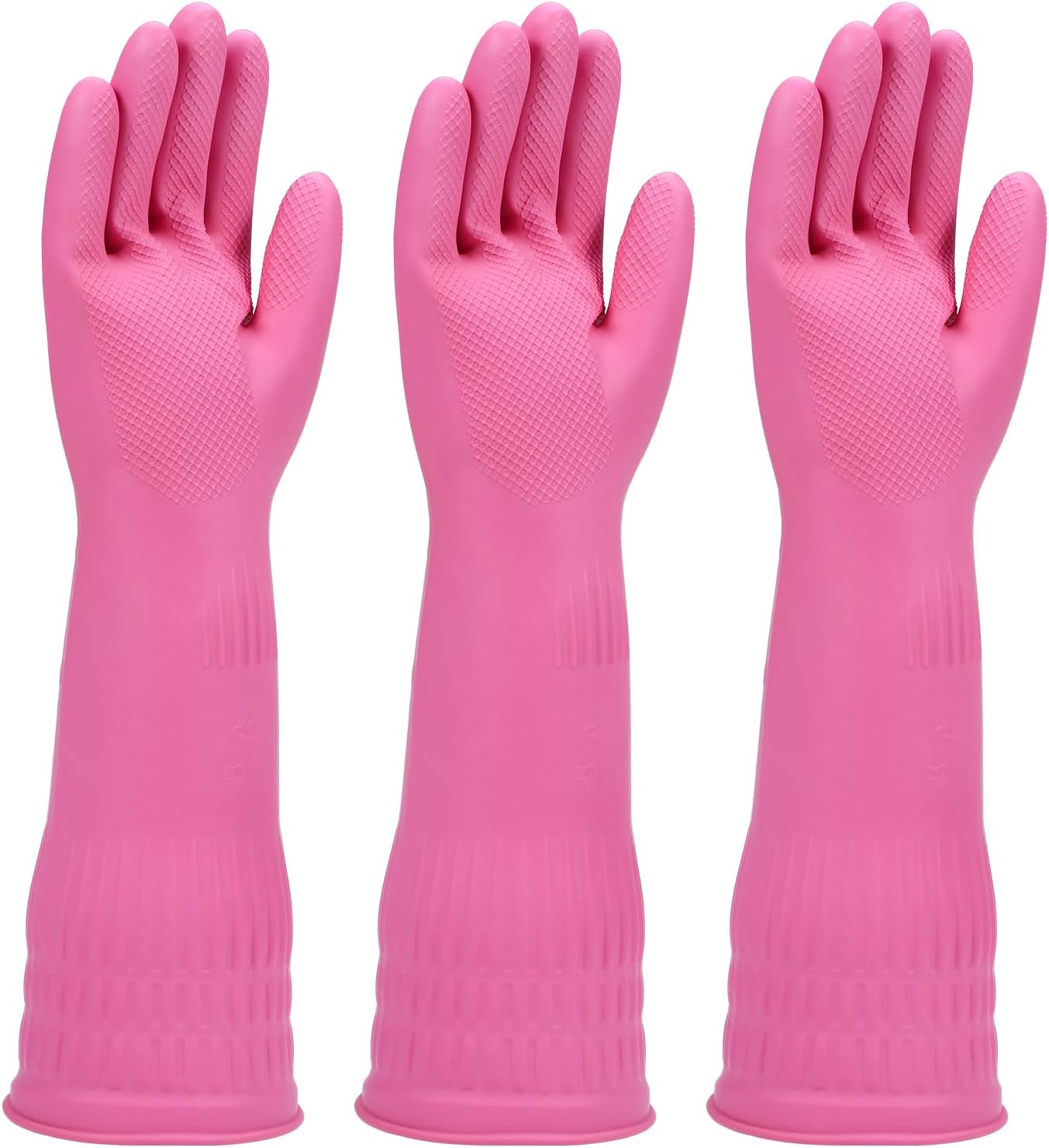 Rubber dishwashing gloves 3 or 6 Pairs for kitchen,Cleaning washing dish gloves long for household reuseable durable.