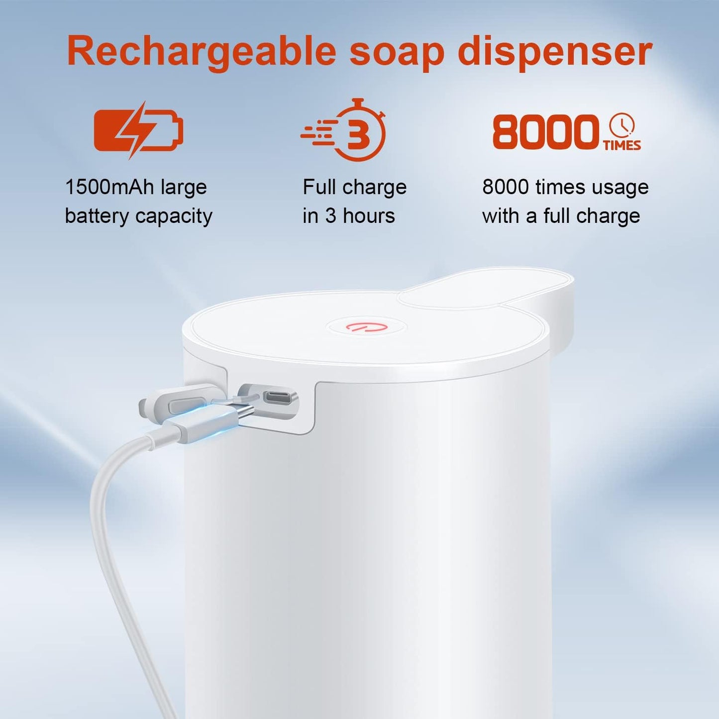 LAOPAO Rechargeable Automatic Foaming Soap Dispenser - Stainless Steel Touchless 9oz Foam Soap Dispenser for Bathroom and Kitchen - Xmas Gift