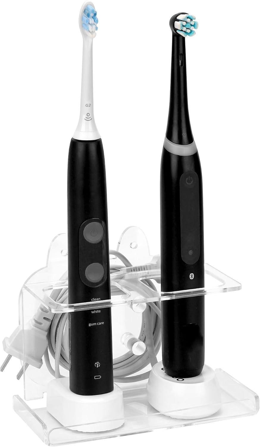 Electric Toothbrush Holder Wall Mounted, Electric Toothbrush Cord Organizer Holds 1 Chargers, Self Adhesive Electric Toothbrush Stand for Bathroom, Medicine Cabinet, Dorm(Black)