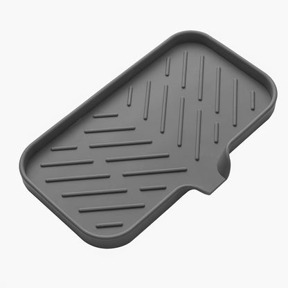 MicoYang Silicone Bathroom Soap Dishes with Drain Spout-Bathroom and Kitchen Sink Organizer,Sponge Holder,Dish Soap Tray,Perfect for Dispenser,Scrubber,Bottle,Cup on Sink or Counter-Coffee 4.9"×3.2"