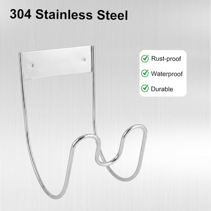 Stainless Steel Garden Hose Holder Wall Mount, Outside Metal Water Hose Reel Hanger Heavy Duty Hook Rack for Extension Cords Vacuum Lines Outdoor Garden Pipe Storage Organization