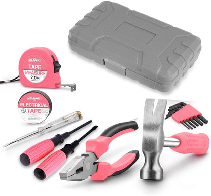 24-Piece Pink Household DIY Tool Kit for Women – Compact Mini Tool Box Set with Essential Starter Tools for Home Projects