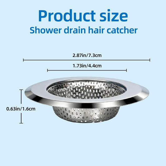 Bathtub Drain Strainer，2.87 inch Bathtub Floor Shower Hair Drain Catcher Cover, Stainless Steel Bathroom Sink Strainer Filter Basket for Bathroom Sink, Wash Basin