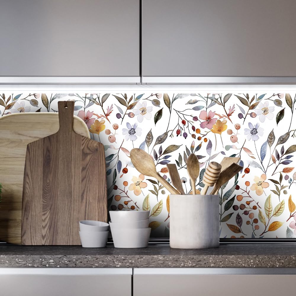 Floral Peel and Stick Wallpaper, 17.71" x 118.1" - Removable, Waterproof, Decorative Vinyl Wallpaper for Bedroom, Living Room