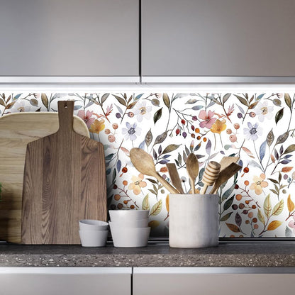 Floral Peel and Stick Wallpaper, 17.71" x 118.1" - Removable, Waterproof, Decorative Vinyl Wallpaper for Bedroom, Living Room