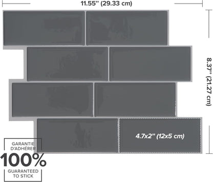 Smart Tiles Peel and Stick backsplash, Subway Teal Green, 11.55"x8.38" | Pack of 5 (2.8 sq ft), Glossy, Heat/Moisture Resistant, Low VOC, Kitchen/Bathroom, Renter Friendly, Made in Canada