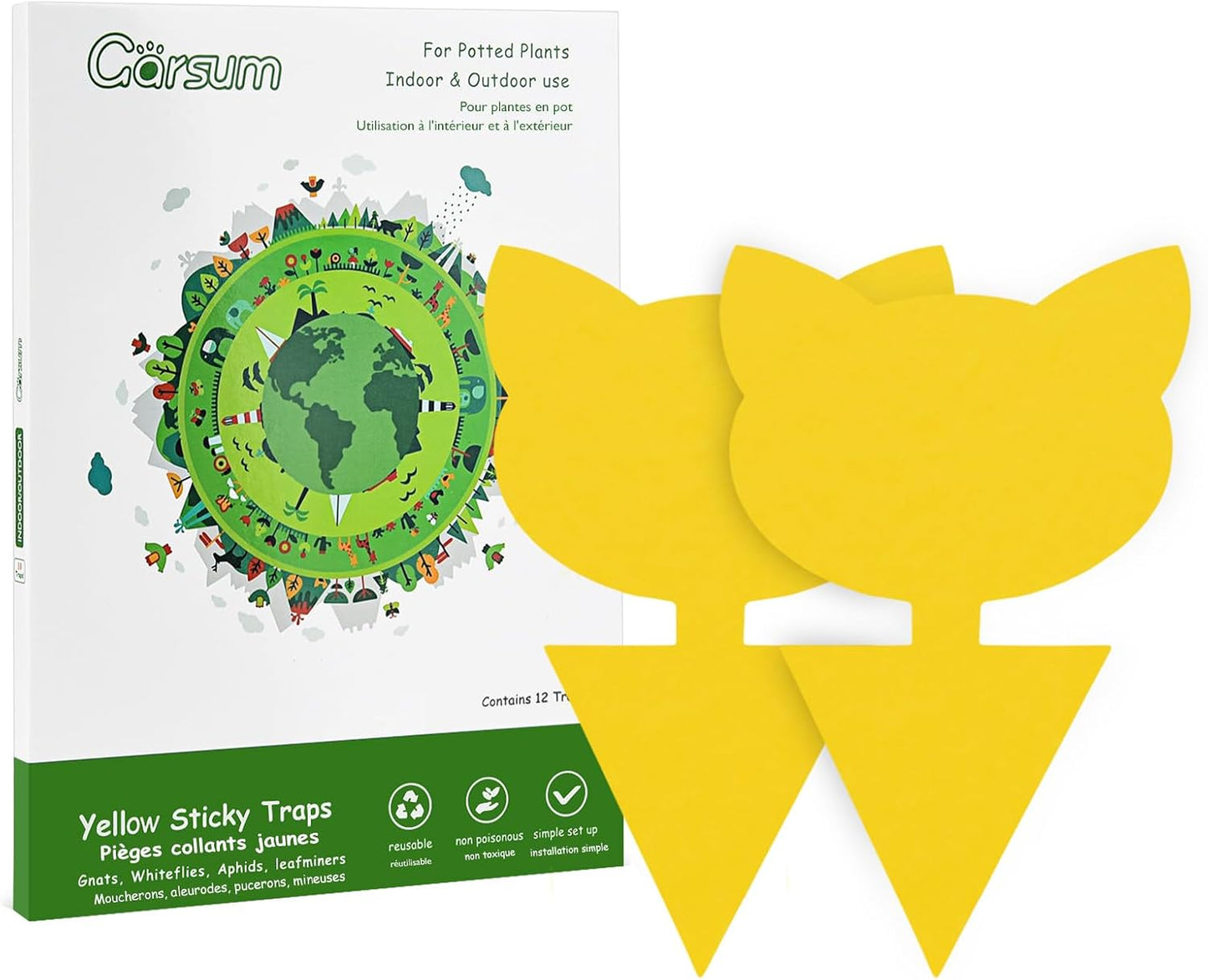 Garsum 36 Pack Fungus Gnat Traps Sticky Fruit Fly Trap Killer for Kitchen Indoor and Outdoor, Insect Fly Traps for House Plants, Whitefly, Mosquito Bits, Flying Insects
