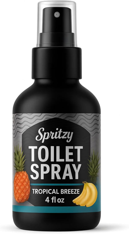 Toilet Spray (4 fl oz) | 600+ Sprays | Bathroom Spray w/Many Scents – Restroom & Bathroom Odor Eliminator – Essentials for a Fresh, Confident Bathroom (Tropical Breeze)
