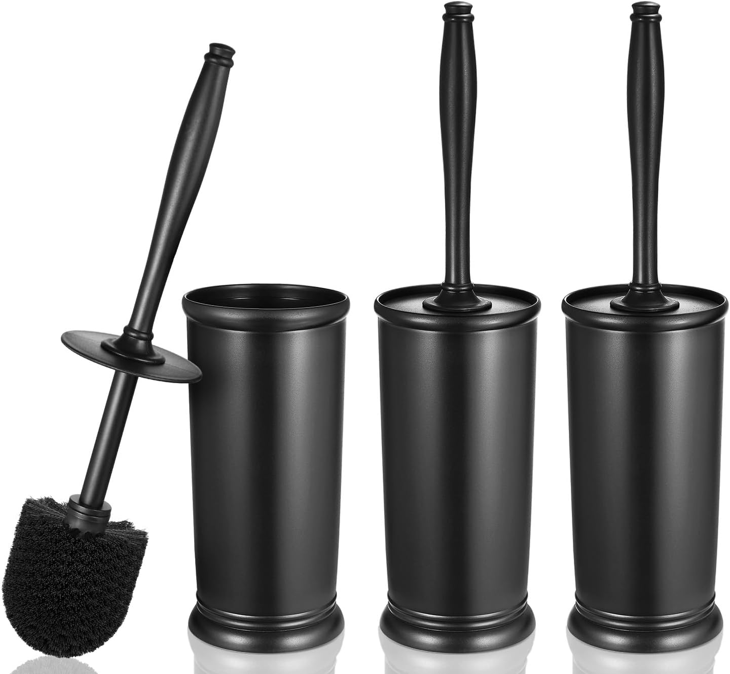HAMITOR Toilet Bowl Brush Holder Set: 2 Pack Modern Deep Cleaning Bathroom Toilet Scrubber with Caddy for rv - Rim Decorative Accessories Cleaner Brushes for Toilet - Bronze1