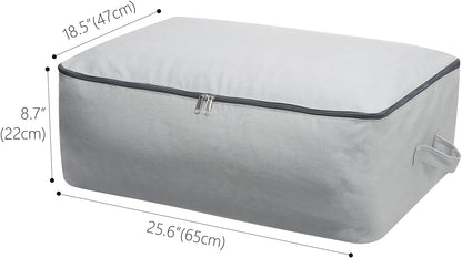 2PCS Canvas Storage Bag, 12OZ Thick Soft Breathable Closet Organizer for Beddings, Comforters, Pillows, Blankets, Clothes, 25.6×18.5×8.7inch, Beige