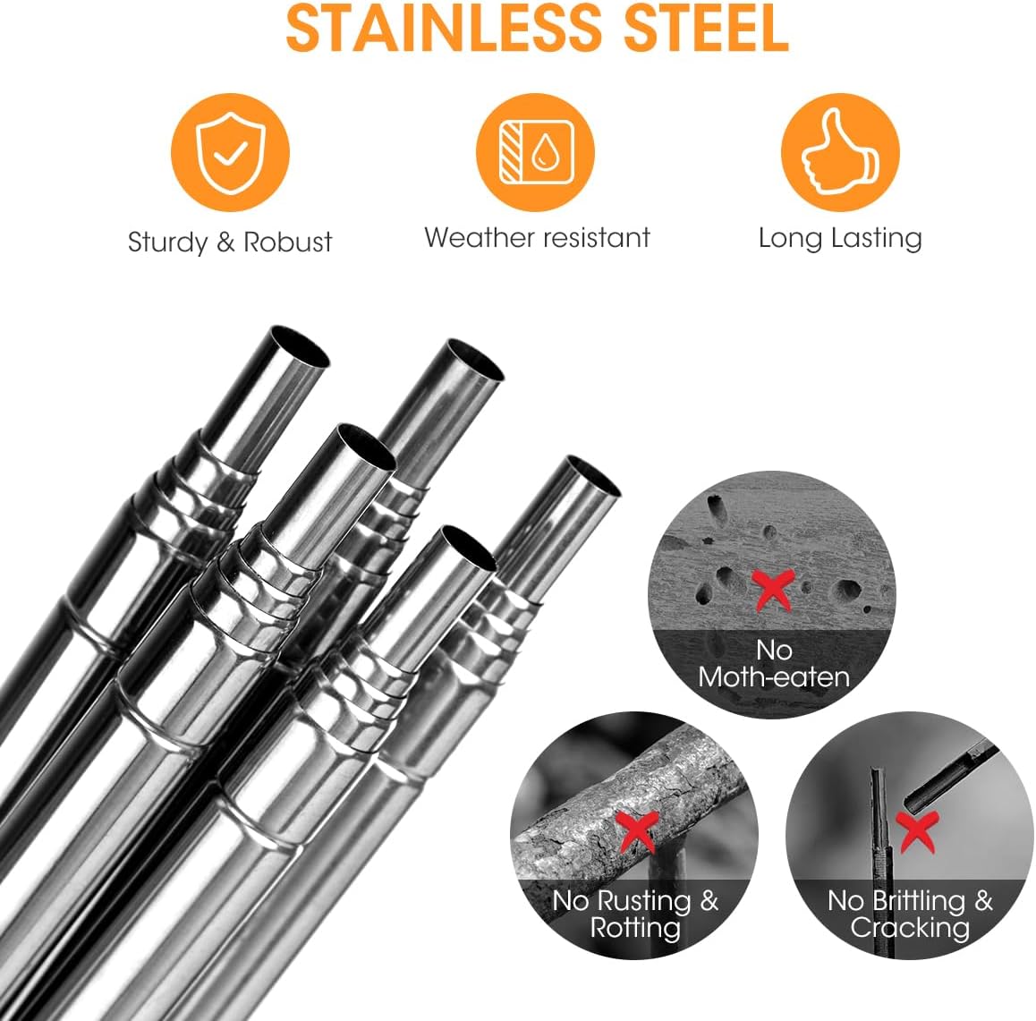 Aieve Extendable Plant Stakes, 13in to 49in Stainless Steel Telescoping Monstera Plant Support Stakes, Indoor Outdoor Garden Stake Support Sticks for Tomato Vegetables Monstera Vine (5 Packs)