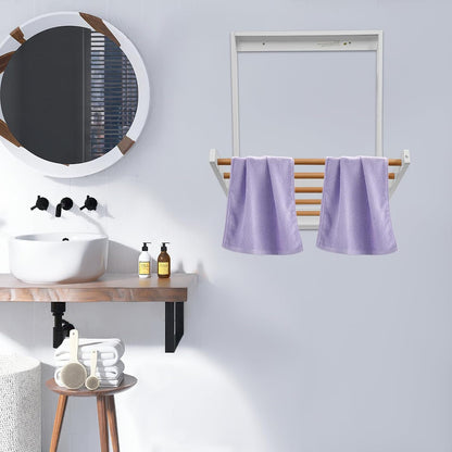 Wall Mount Clothes Drying Rack for Laundry, Foldable Wall Mount Laundry Rack with 5 Rods Foldable Wooden Clothing Dryer Racks for Bathroom, Bedroom, Balcony