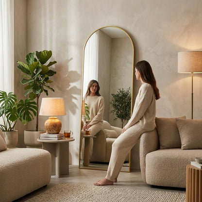 59"x16" Floor Mirror Full Length, Arched Full Length Mirror with Stand, Full Body Mirrors for Bedroom Living Room or Cloakroom Gold