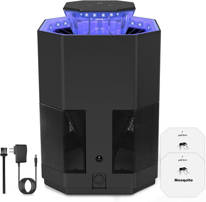 Fruit Fly Traps for Indoors, Indoor Mosquito Trap with 3 Adjustable Speeds & Lighting, Suction & Blue Light, Gnat Trap for House Kitchen Bedroom with 2 Double-Sided Glue Boards