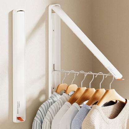 Clothes Drying Rack, Laundry Room Wall Mounted Retractable Clothes Hanger Drying Rack, Laundry Clothing Drying Rack Folding Indoor or Outdoor, Easy Installation Aluminium Dryer, 1pcs(White)