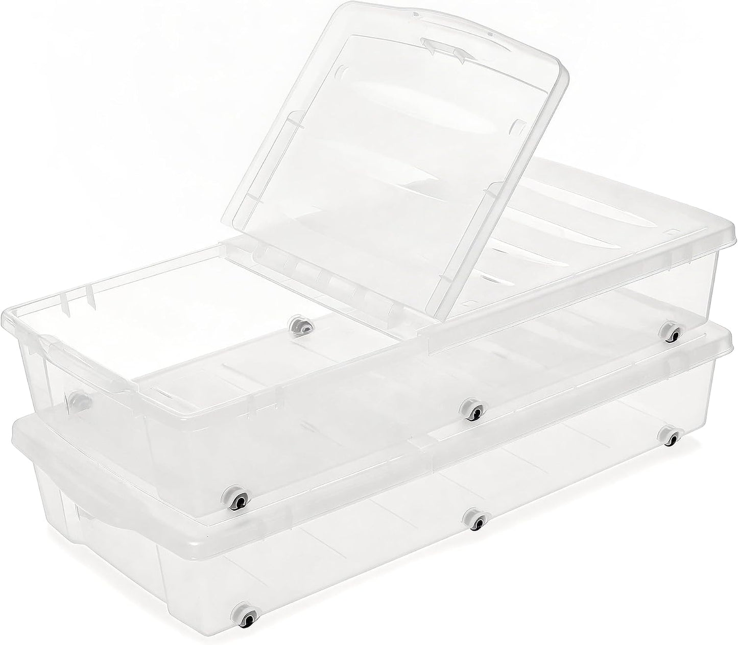 Citylife 57 QT Plastic Storage Bins with Double-Opening Lids, Storage Containers for Organizing, Large Clear Storage Box for Closet, Blankets, 2 Packs
