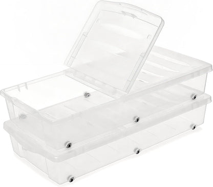 Citylife 57 QT Plastic Storage Bins with Double-Opening Lids, Storage Containers for Organizing, Large Clear Storage Box for Closet, Blankets, 2 Packs