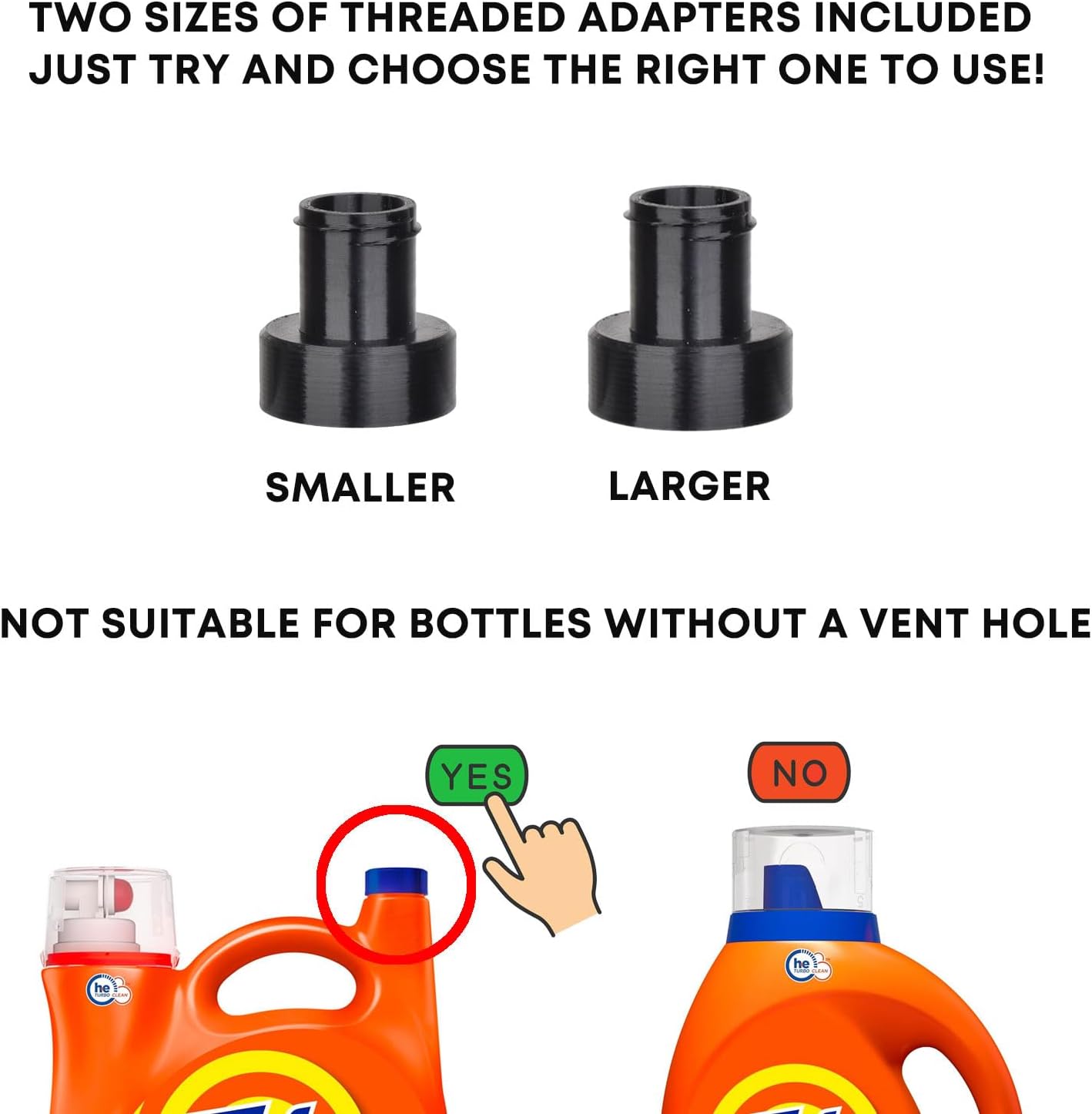 Vent Hole Pump for Liquid Laundry Detergent Bottle Dispenser Pump with Cup Holder and Measuring Cup, Ideal for Laundry Room Accessories Storage Organization, Made to Fit All, 1 Pack, Black