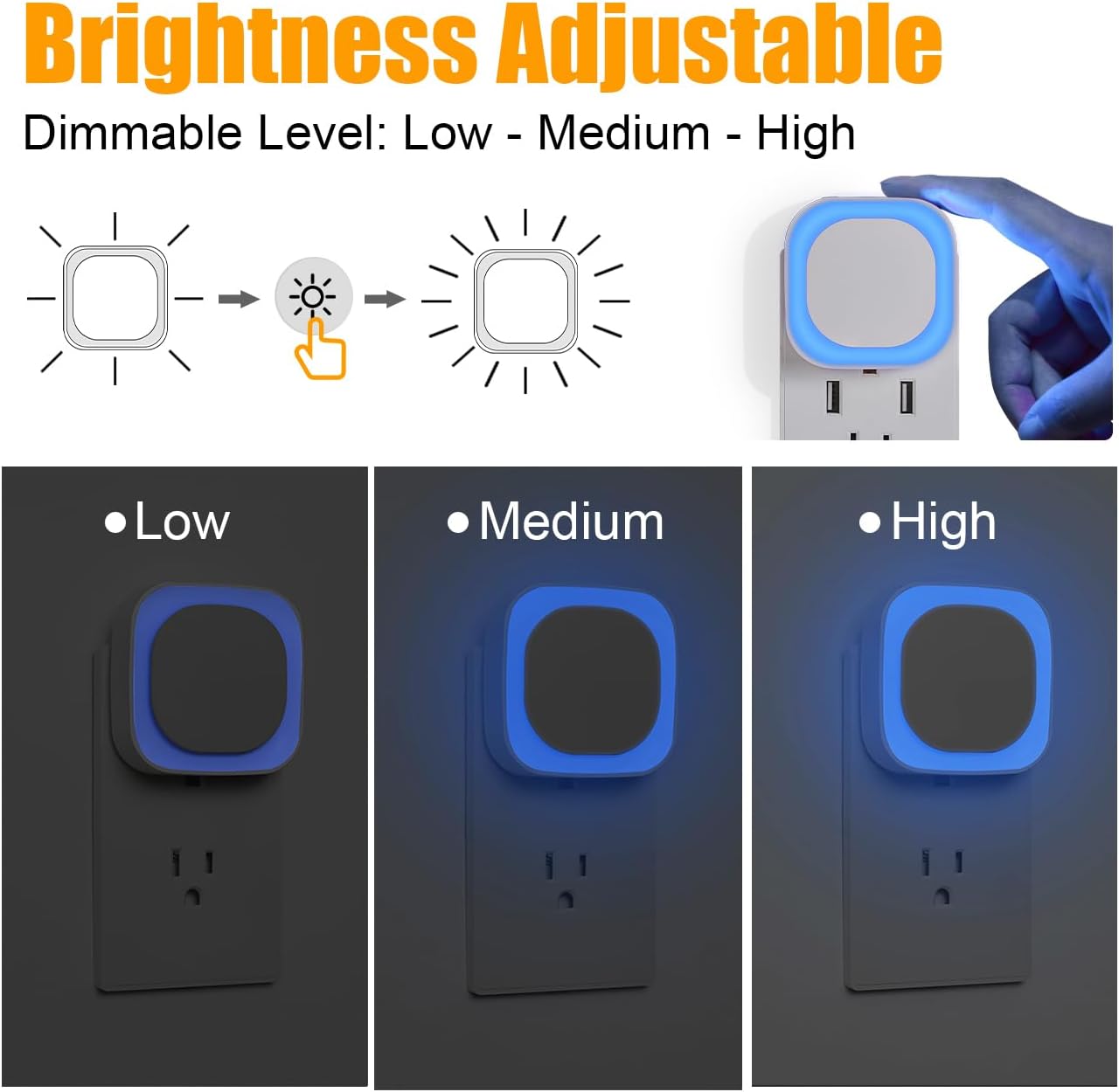 YUNLEX 2 Pack Red Night Light with Dusk to Dawn Sensor, Eye-Care Reflected Glow, 0% Blue Light True Red LED, 3-Level Brightness, Auto On/Off, Plug-in Nightlight for Sleep, Kids, Bedroom, Bathroom