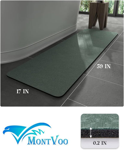 MontVoo -Bath Mat-Rubber Backing Non SlipThin Bathroom Rugs Fit Under Door- Quick Dry Absorbent Faux Suede Surface Grey Bathroom Floor Mats-Shower Rug for in Front of Bathtub Shower Gray 16x24