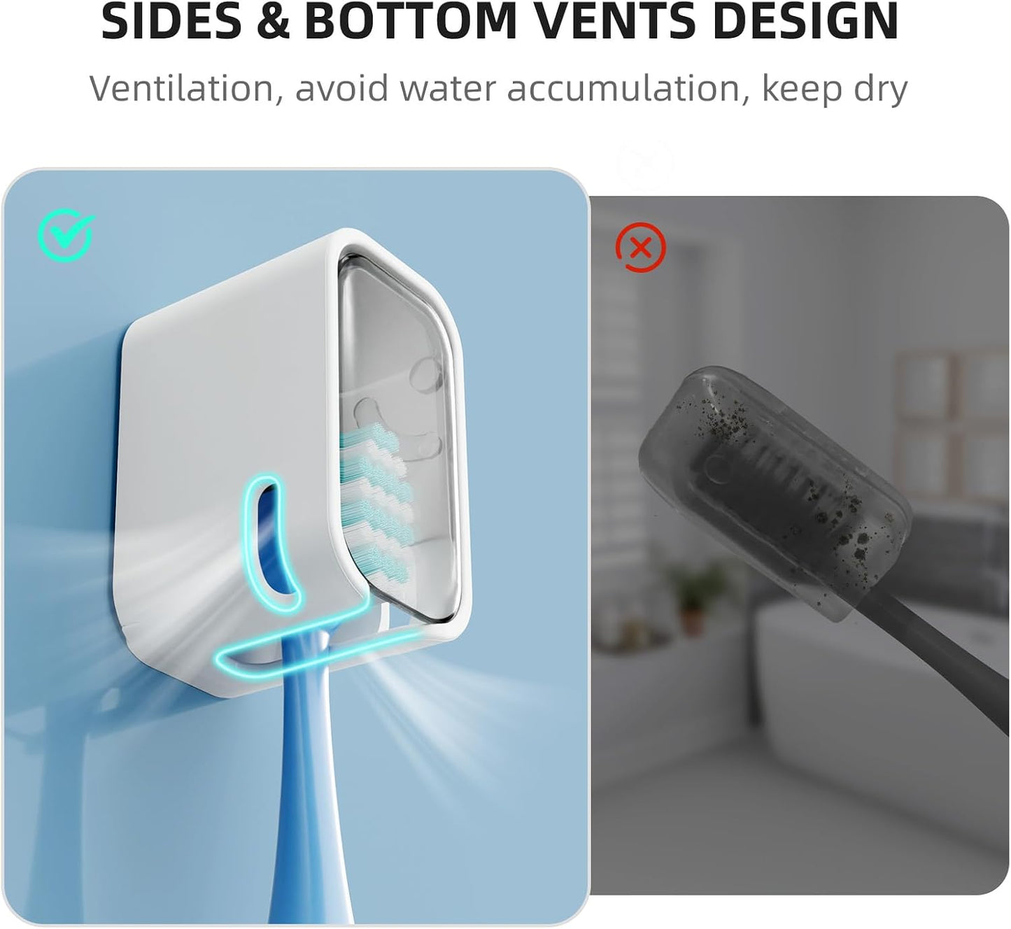 Travel Toothbrush Cover 2PCS,【Innovative Band Design】 Stay Closed Electric Toothbrush Covers Caps, Toothbrush Head Cover for Travel, Camping,Bathroom, Business