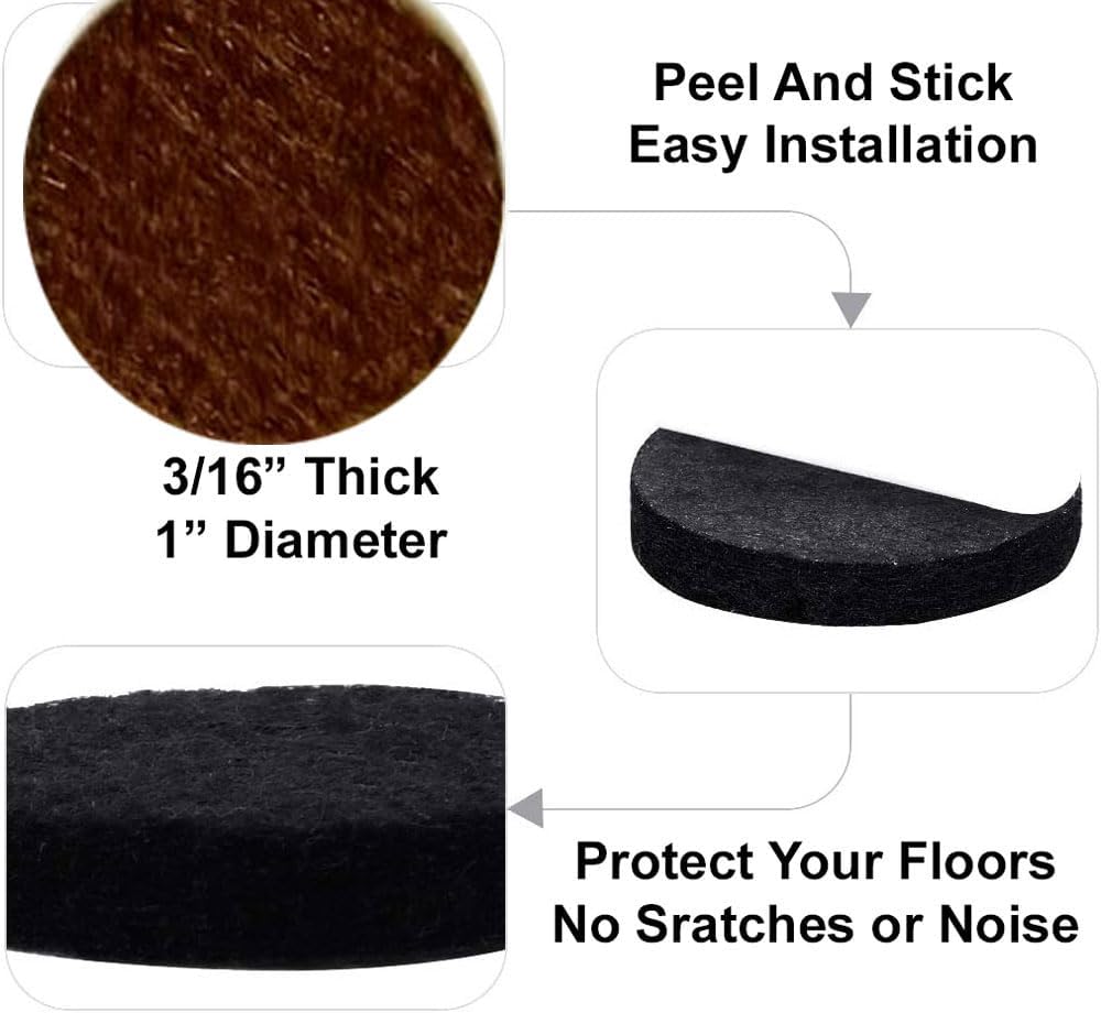 48 Pcs Self Adhesive 1" Round Felt Furniture Pads (White, 1")