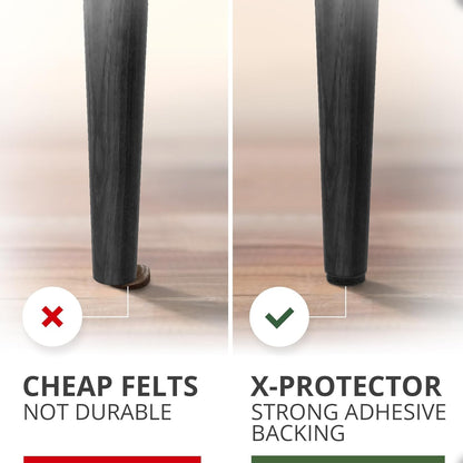 Felt Furniture Pads X-PROTECTOR - 48 Premium Floor Protector Chair Felts for Feet Wood Floors Best Hardwood Protect Your Hard Floors! (Brown)