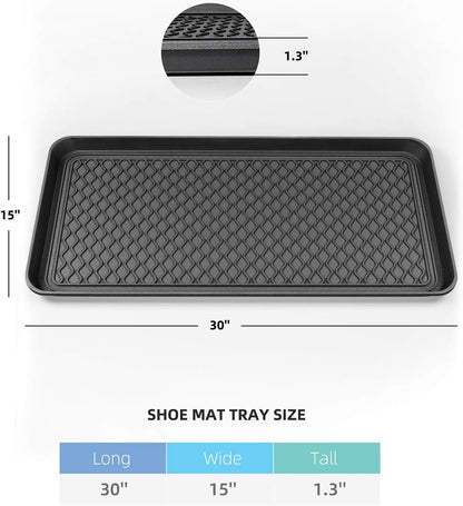 Finorder Multi-Purpose Boot Trays, Set of 2 Black All Weather Heavy Duty Shoe Trays, Pet Feeding Mat, Use for Indoor and Outdoor, 30" x 15" x 1.2"