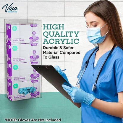 AdirMed VivaEssentials Double Glove Box Holder, Wall Mount or Free Standing Black Acrylic Glove Holder