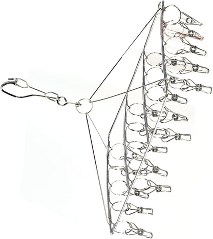 Stainless Steel Sock Drying Rack, Multi Clip Clothes Drying Rack Underwear Hanger Sweater Drying Rack Sock Clips Hang Dry Clothes Rack for Socks, Underwear (No Loop Round)