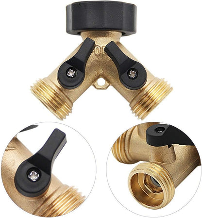 Twinkle Star 2 Way Garden Hose Splitter 3/4" GHT | Hose Y Splitter, Brass Dual Hose Splitter Leak-free