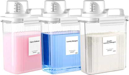 60OZ Liquid Laundry Detergent Dispenser, Laundry Soap Dispenser, Clear Plastic Fabric Softener Holder and Container, Laundry Room Organization and Storage, 2 Pack